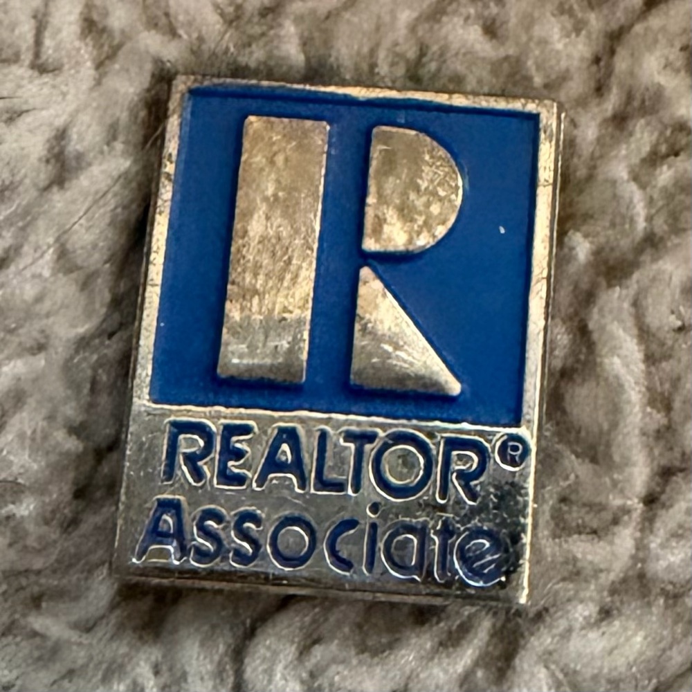 Vintage Realtor Associate Silver and Blue Pin